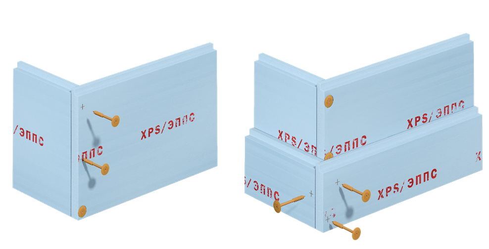 Формирование углов опалубки из XPS с помощью ШУРУПА СВТ Ф18