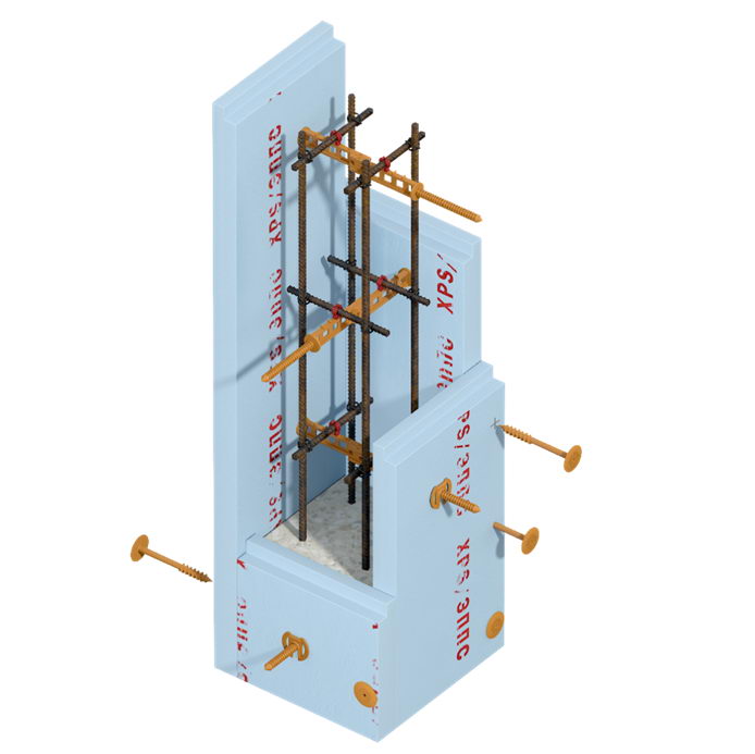 сборка опалубки колонны из ЭППС с шурупом Ф18 ГБ