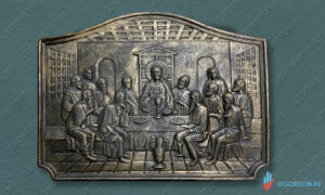 панно "Тайная вечеря" из бетона с имитацией черненной бронзы купить