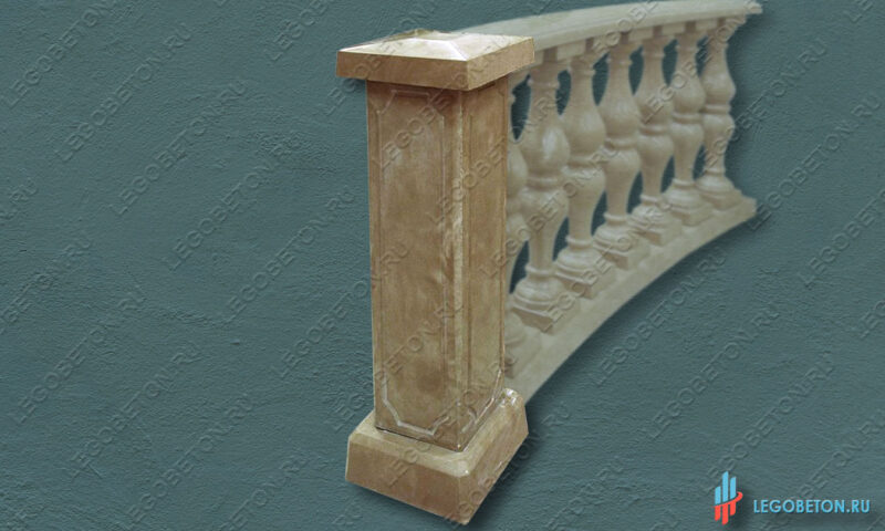 квадратный столб балюстрады из бетона с крышкой и основанием